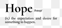 Hope png dictionary word sticker, transparent background