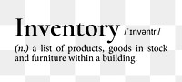 Inventory png dictionary word sticker, transparent background
