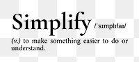 Simplify png dictionary word sticker, transparent background