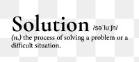 Solution png dictionary word sticker, transparent background