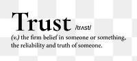 Trust png dictionary word sticker, transparent background