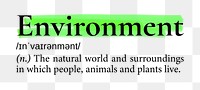 Environment png dictionary word sticker, highlighted design, transparent background