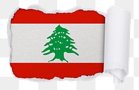 Flag of Lebanon png sticker, torn paper design, transparent background