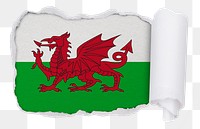 Flag of Wales png sticker, torn paper design, transparent background