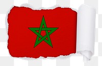 Flag of Morocco png sticker, torn paper design, transparent background