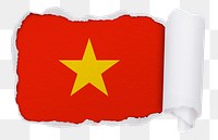 Flag of Vietnam png sticker, torn paper design, transparent background