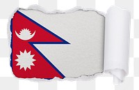 Flag of Nepal png sticker, torn paper design, transparent background