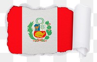 Flag of Peru png sticker, torn paper design, transparent background