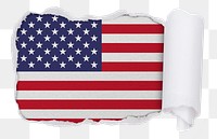 USA flag png sticker, torn paper design, transparent background