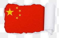 Chinese flag png sticker, torn paper design, transparent background