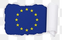 Flag of Europe png sticker, torn paper design, transparent background