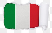 Italian flag png sticker, torn paper design, transparent background