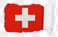 Flag of Switzerland png sticker, torn paper design, transparent background