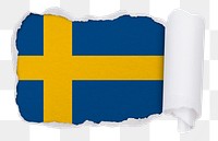 Flag of Sweden png sticker, torn paper design, transparent background