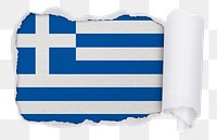 Flag of Greece png sticker, torn paper design, transparent background