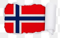 Flag of Norway png sticker, torn paper design, transparent background