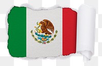 Flag of Mexico png sticker, torn paper design, transparent background