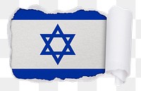 Flag of Israel png sticker, torn paper design, transparent background