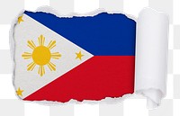 Png flag of the Philippines sticker, torn paper design, transparent background