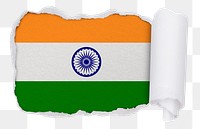 Flag of India png sticker, torn paper design, transparent background