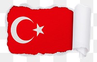 Flag of Turkey png sticker, torn paper design, transparent background