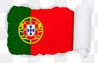 Flag of Portugal png sticker, torn paper design, transparent background