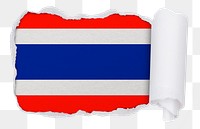 Flag of Thailand png sticker, torn paper design, transparent background