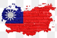 Taiwanese flag png sticker, brick wall texture design