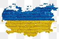 Ukrainian flag png sticker, brick wall texture design