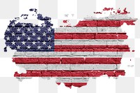 USA flag png sticker, brick wall texture design