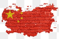 China's flag png sticker, brick wall texture design