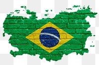 Brazil's flag png sticker, brick wall texture design