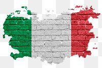 Italy's flag png sticker, brick wall texture design