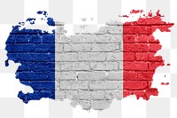 France's flag png sticker, brick wall texture design