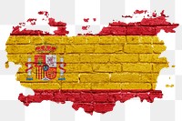 Spain's flag png sticker, brick wall texture design