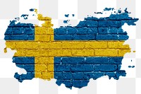 Sweden's flag png sticker, brick wall texture design