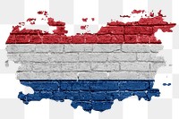 Dutch flag png sticker, brick wall texture design