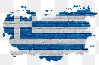 Greece's flag png sticker, brick wall texture design