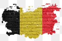 Belgium's flag png sticker, brick wall texture design