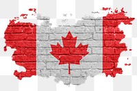 Canada's flag png sticker, brick wall texture design