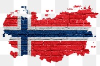 Norway's flag png sticker, brick wall texture design