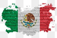 Mexico's flag png sticker, brick wall texture design