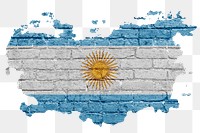 Argentina's flag png sticker, brick wall texture design