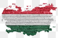 Hungary's flag png sticker, brick wall texture design