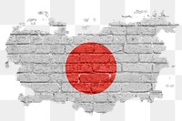 Japan's flag png sticker, brick wall texture design