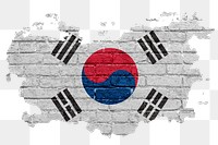 Korea's flag png sticker, brick wall texture design