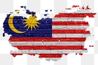 Malaysia's flag png sticker, brick wall texture design