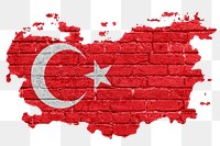 Turkey's flag png sticker, brick wall texture design