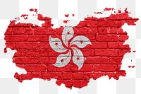 Hong Kong’s flag png sticker, brick wall texture design