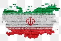 Iran's flag png sticker, brick wall texture design